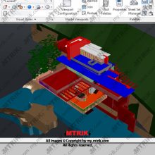 سه بعدی و پلان خانه آبشار کد 44658