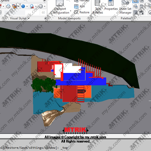سه بعدی و پلان خانه آبشار کد 44658